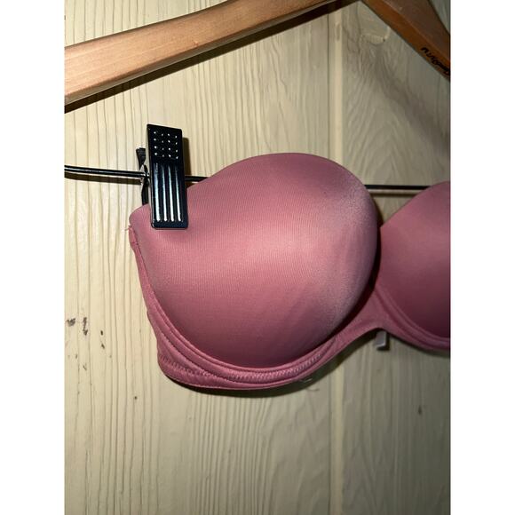 34B Victoria's Secret Bra Strapless Padded Push Up PINK Dusty Rose Mauve - Picture 2 of 7
